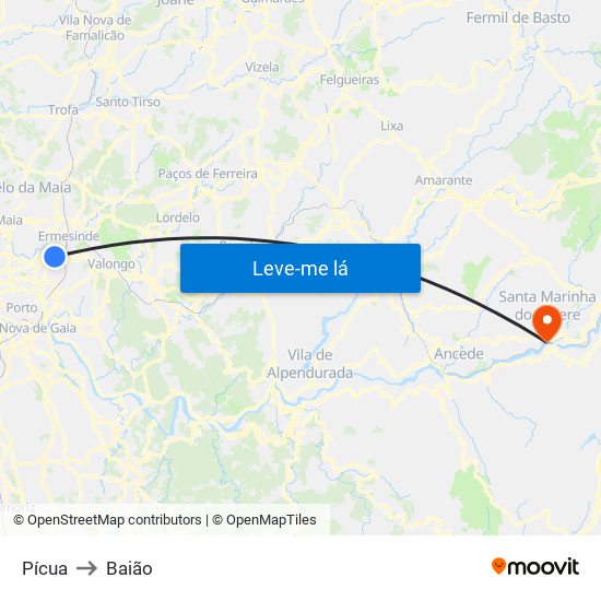 Pícua to Baião map