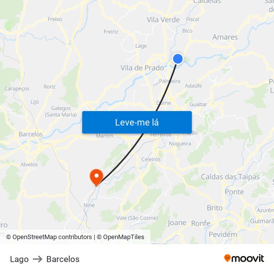 Lago to Barcelos map