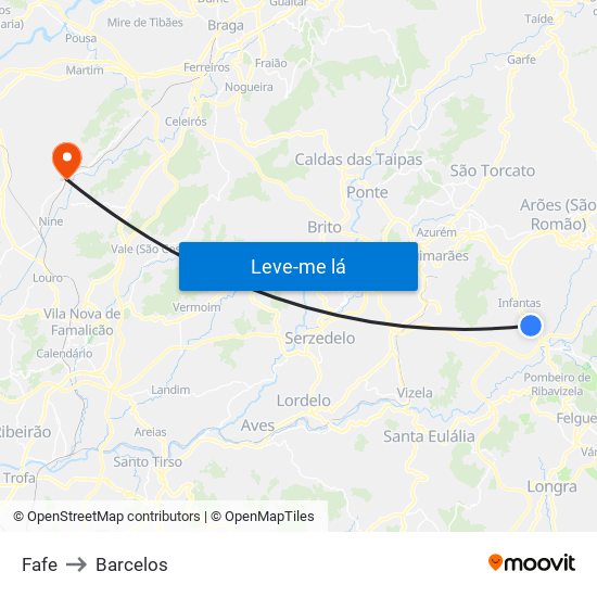 Fafe to Barcelos map