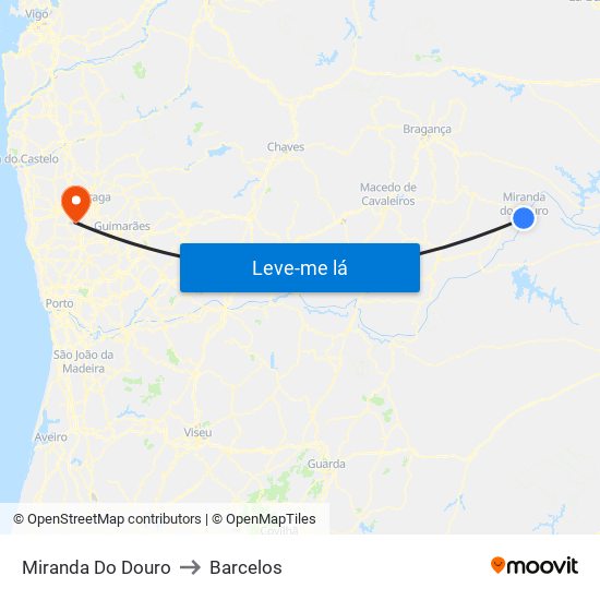 Miranda Do Douro to Barcelos map