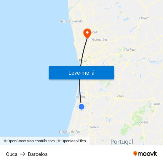 Ouca to Barcelos map