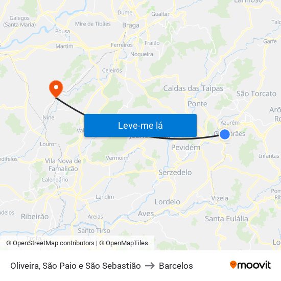 Oliveira, São Paio e São Sebastião to Barcelos map