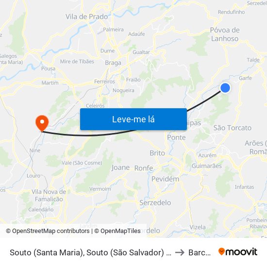 Souto (Santa Maria), Souto (São Salvador) e Gondomar to Barcelos map