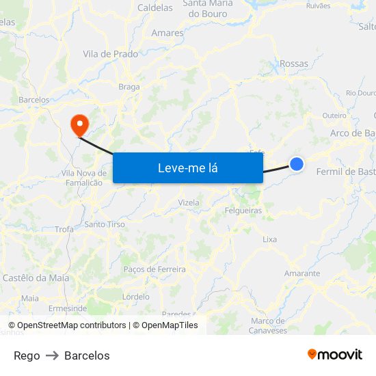 Rego to Barcelos map