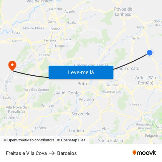 Freitas e Vila Cova to Barcelos map