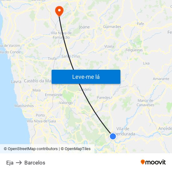 Eja to Barcelos map