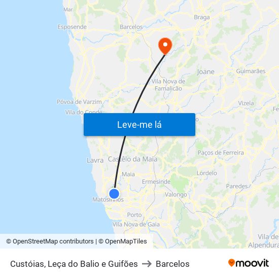 Custóias, Leça do Balio e Guifões to Barcelos map