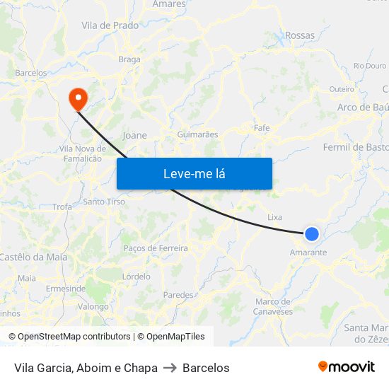 Vila Garcia, Aboim e Chapa to Barcelos map