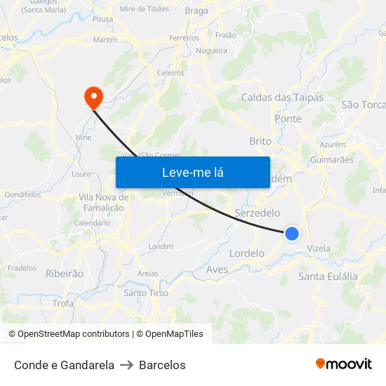 Conde e Gandarela to Barcelos map