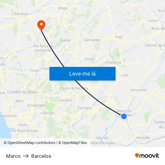 Marco to Barcelos map