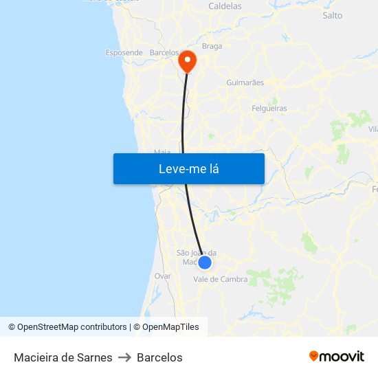 Macieira de Sarnes to Barcelos map