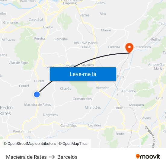 Macieira de Rates to Barcelos map