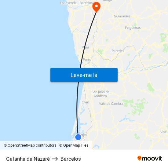 Gafanha da Nazaré to Barcelos map