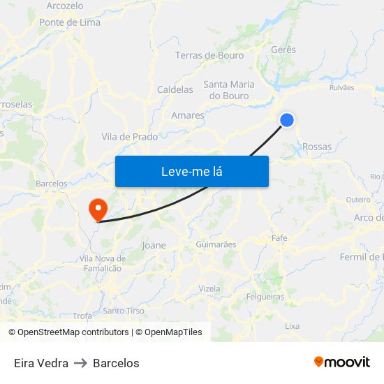 Eira Vedra to Barcelos map