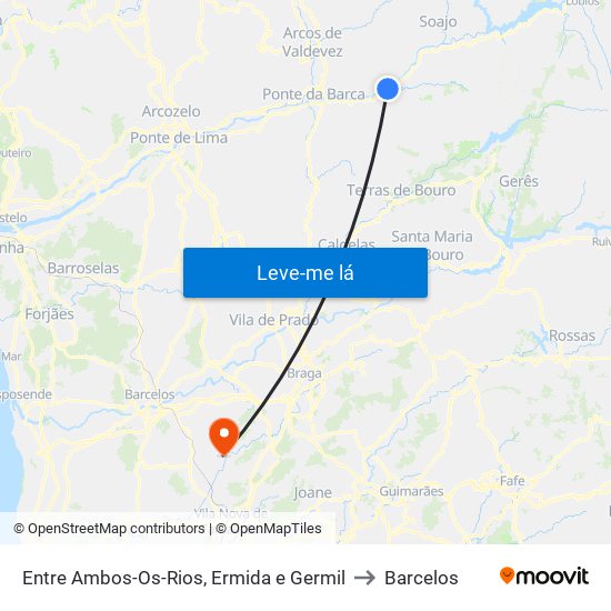 Entre Ambos-Os-Rios, Ermida e Germil to Barcelos map
