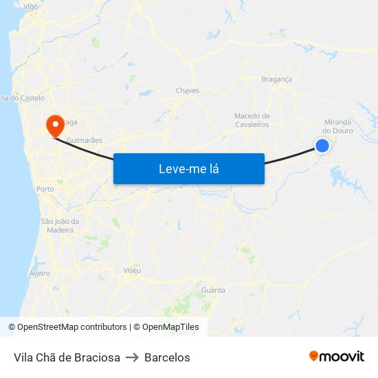 Vila Chã de Braciosa to Barcelos map