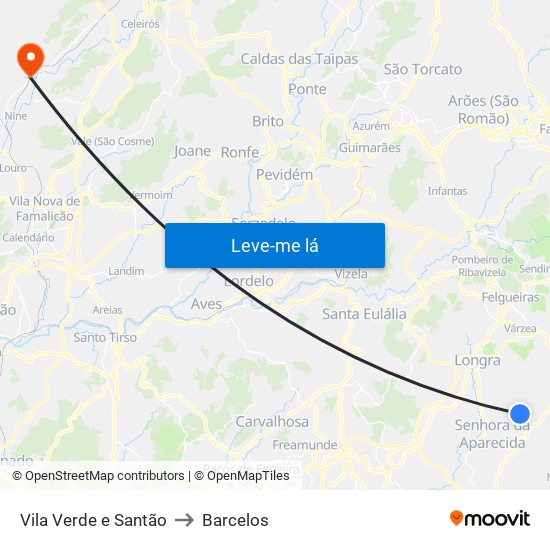 Vila Verde e Santão to Barcelos map