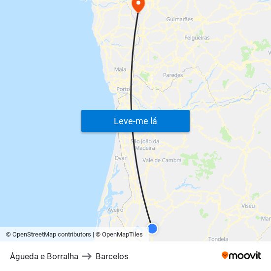 Águeda e Borralha to Barcelos map