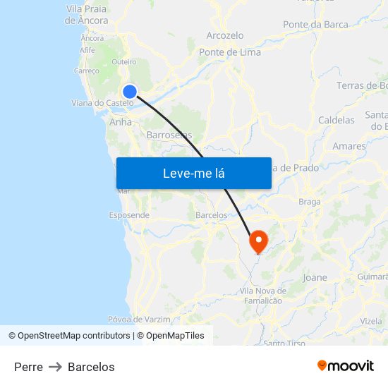 Perre to Barcelos map