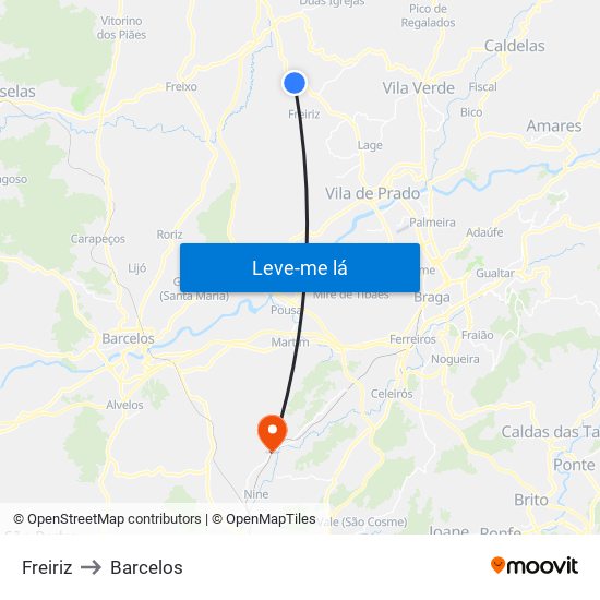 Freiriz to Barcelos map