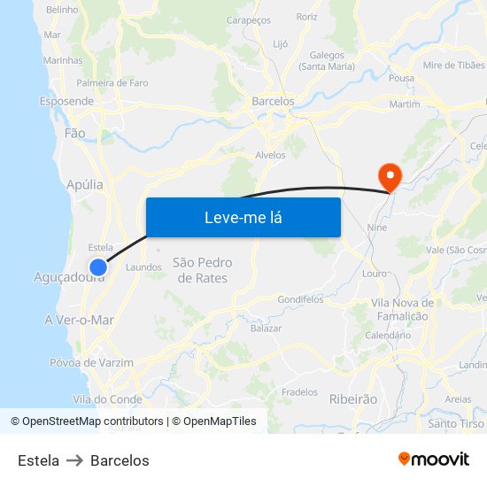 Estela to Barcelos map