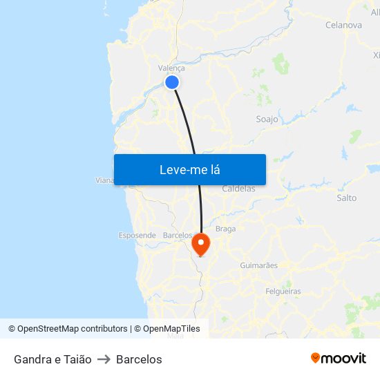 Gandra e Taião to Barcelos map
