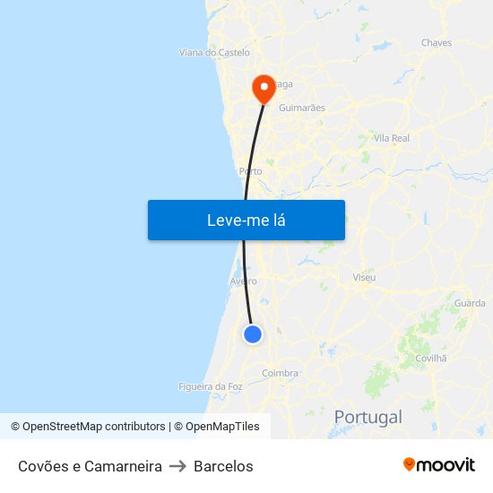 Covões e Camarneira to Barcelos map