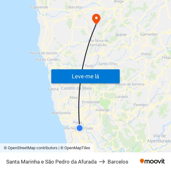 Santa Marinha e São Pedro da Afurada to Barcelos map