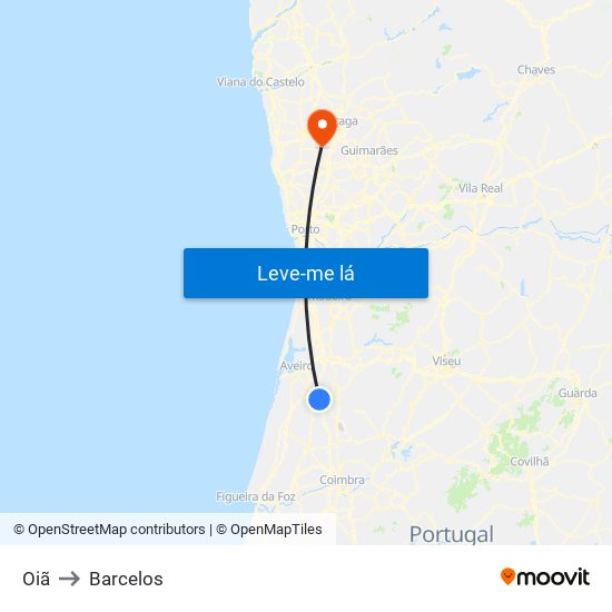 Oiã to Barcelos map