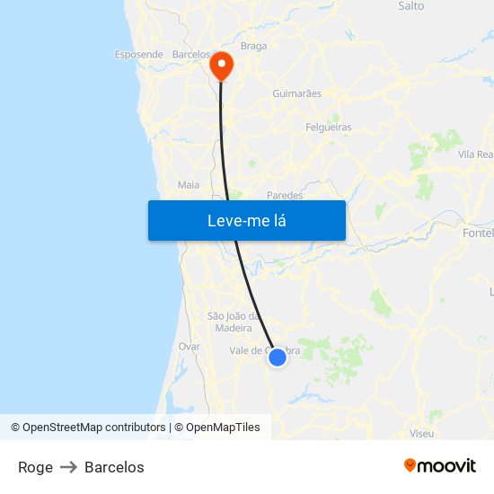 Roge to Barcelos map