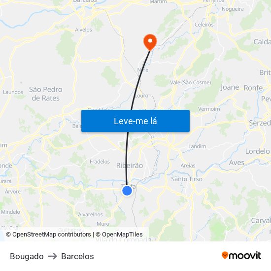 Bougado to Barcelos map