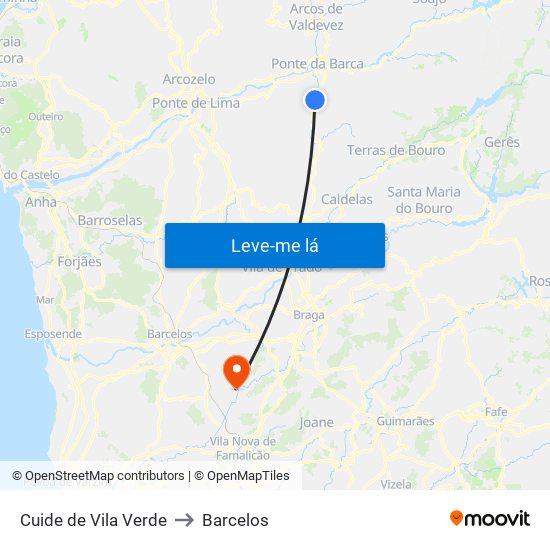 Cuide de Vila Verde to Barcelos map