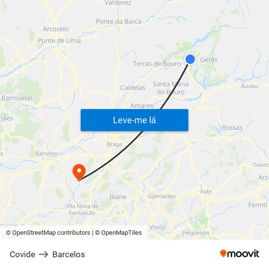 Covide to Barcelos map