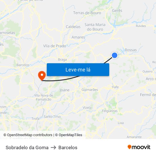 Sobradelo da Goma to Barcelos map