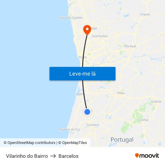 Vilarinho do Bairro to Barcelos map