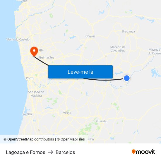 Lagoaça e Fornos to Barcelos map