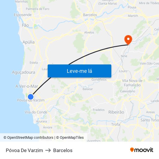 Póvoa De Varzim to Barcelos map