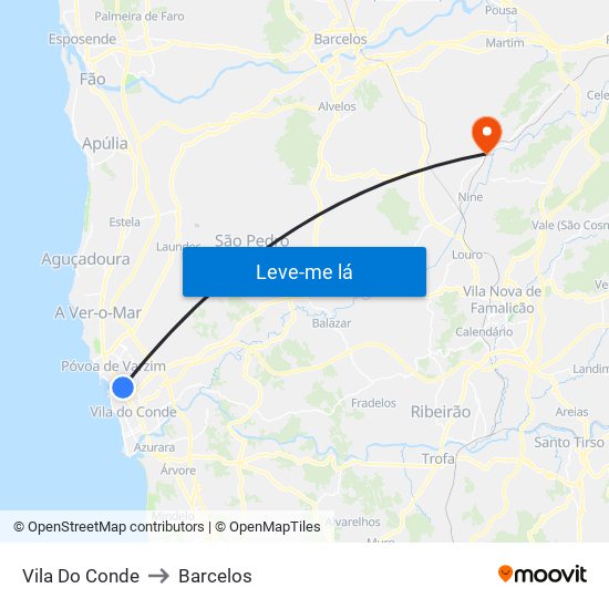 Vila Do Conde to Barcelos map