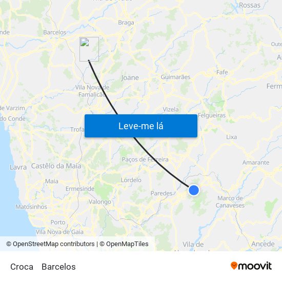 Croca to Barcelos map