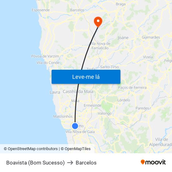 Boavista (Bom Sucesso) to Barcelos map