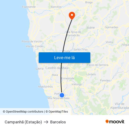 Campanhã (Estação) to Barcelos map