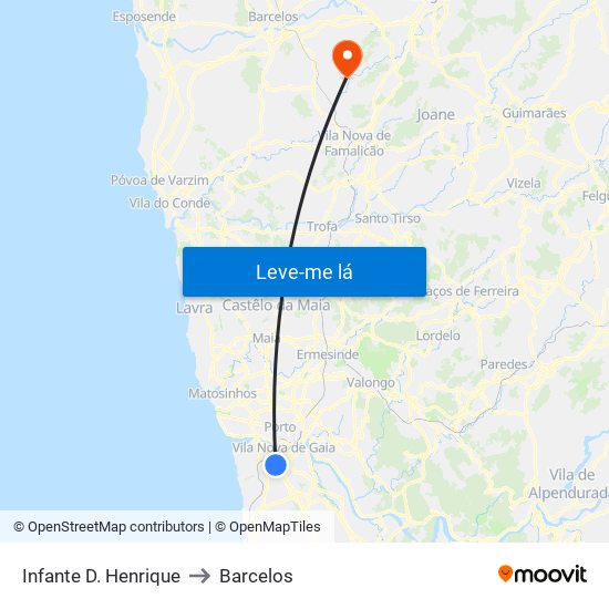 Infante D. Henrique to Barcelos map