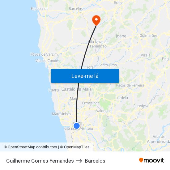 Guilherme Gomes Fernandes to Barcelos map