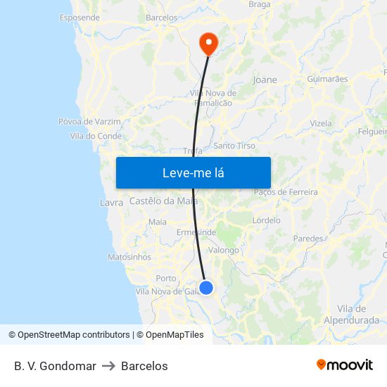 B. V. Gondomar to Barcelos map