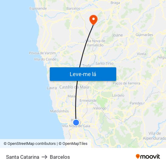 Santa Catarina to Barcelos map