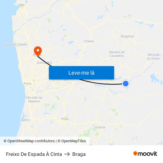 Freixo De Espada À Cinta to Braga map