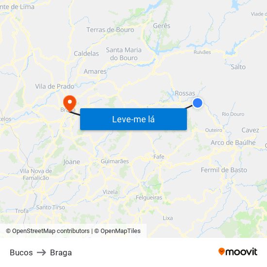 Bucos to Braga map