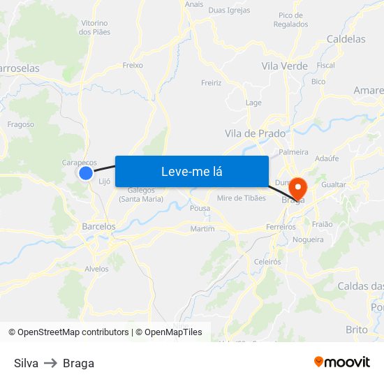 Silva to Braga map