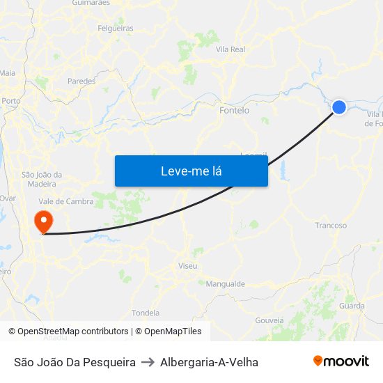 São João Da Pesqueira to Albergaria-A-Velha map