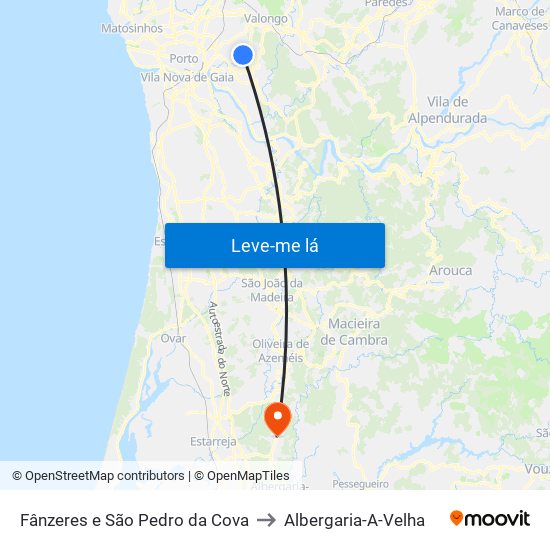 Fânzeres e São Pedro da Cova to Albergaria-A-Velha map